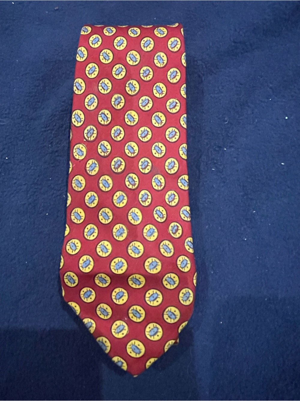 Brooks Brothers Red Tie with Yellow and Blue Medallion Print